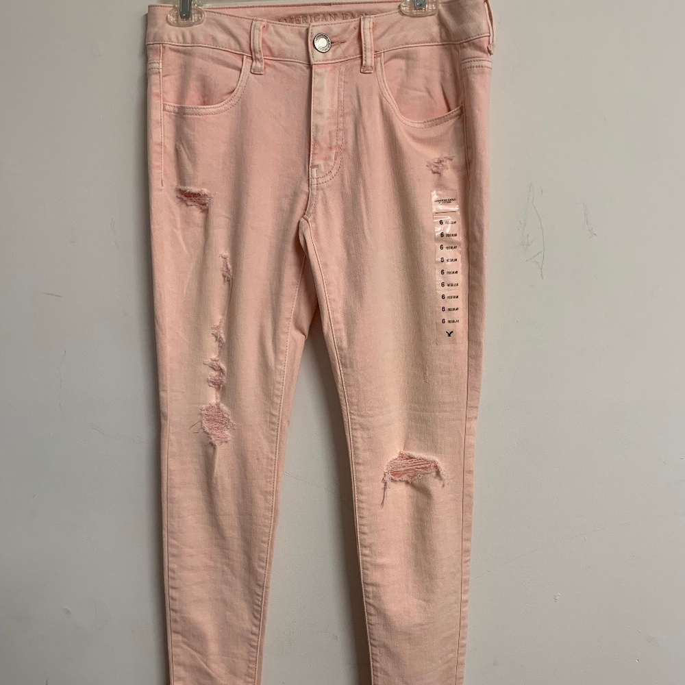 American Eagle Distressed Pink Jeans